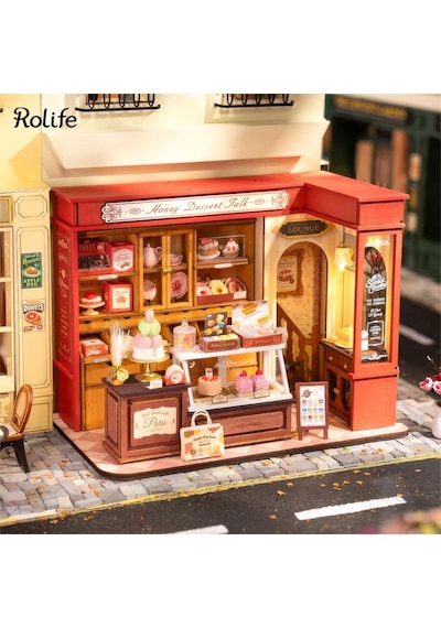 Rolife Dg168 Tatlı Dükkanı Honey Dessert Talk Dıy Minyatür Maket Model Seti Mini Dollhouse 3d Model Kit Detaylı Dekoratif Hobi Seti 3d Puzzle Tiny House