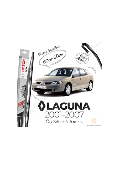Renault Laguna Ön Silecek Takımı 2001-2007 Bosch Eco