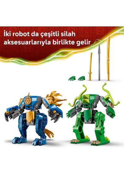 LEGO® NINJAGO® Jay’in Ejderha Robotu Savaşı 71853 - 4 Yaş ve Üzeri Çocuklar için 2 Minifigür İçeren Oyuncak Yapım Seti (107 Parça)