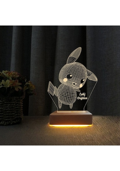 Pikachu Iyiki Doğdun Yazılı Masa Lambası Çocuk Odası Gece Lambası