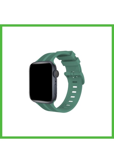 Vaveni Watch 38mm Uyumlu Kr408 Çizgili Silikon Kordon - Yeşil Arz