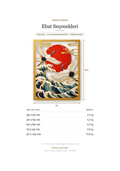 Japon Turnaları Ve Büyük Dalga Metal Tablo 97x125 Cm Çok Renkli