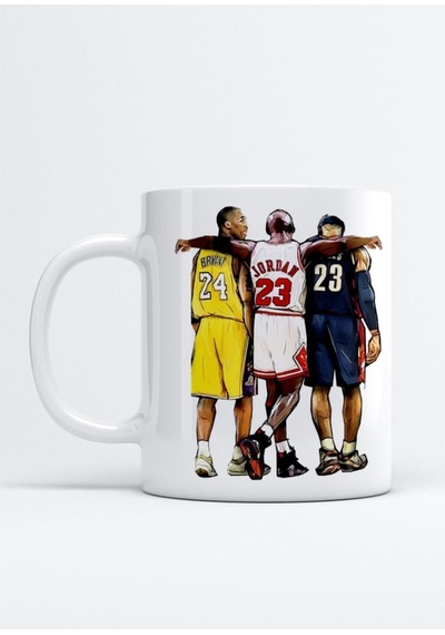 Kobe Bryant Micheal Jordan Lebron James Kupa Bardak Beyaz