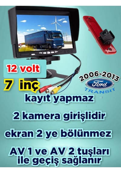 Transit 2016-2013 Uyumlu Park Kamerası Ve 7 İnç Ips Monitör 12 V