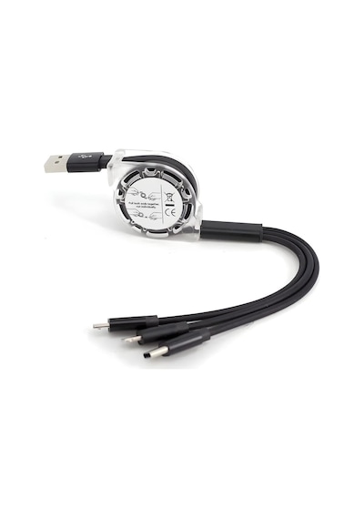 0260 Usb To Type-c Micro Usb Lightning Çoklu Şarj Kablosu Universal Makaralı 3'ü 1 Arada