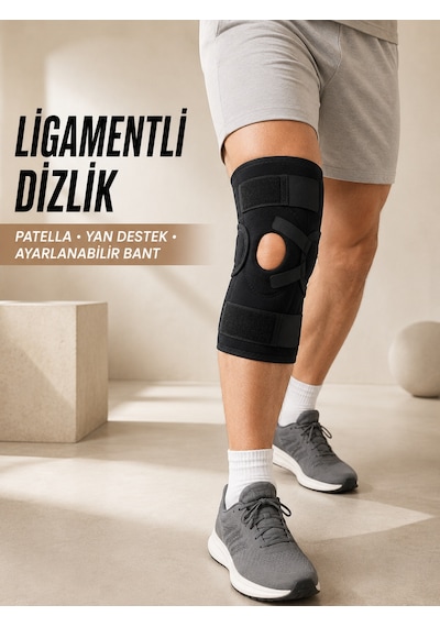 Ligament Destekli Dizlik Ayarlanabilir Cırtlı Açık Patella Diz Destekliği - Lisinya