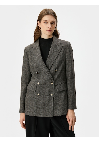 Koton Blazer Ceket Kruvaze Düğmeli Kapaklı Cepli Kahverengi Ekose 4wak50213uw 4WAK50213UW5C0 Kahverengi Koton Blazer Ceket Kruvaze Düğmeli Kapaklı Cepli Kahverengi Ekose 4wak50213uw 4WAK50213UW5C0 Kahverengi