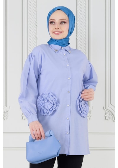 Sevitli Önü Gül Detaylı Tunik-bebe Mavi-3631-bebe Mavi Bebek Mavisi