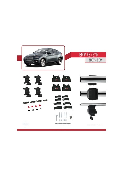 Bmw X6 E71 2007-2014 Arası İle Uyumlu Ace-4 Ara Atkı Tavan Barı Gri