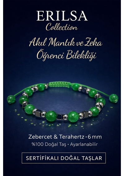 Sertifikalı Akıl Mantık Ve Zeka Öğrenci Bilekliği Zebercet Taşı Çok Renkli