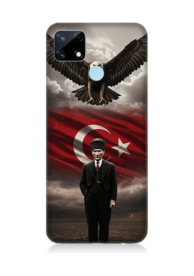 Realme C25 Uyumlu Bayrak Ve Mustafa Kemal Atatürk Desenli Silikon Kılıf Çok Renkli