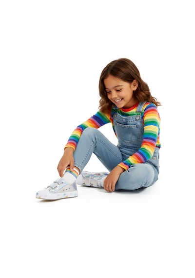 Artı Artı Ayakkabı Mia Kids-2401 Hologram 3d Kız Çocuk Cırtlı Işıklı Gümüş Sneakers Gümüş