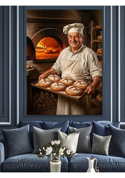 Fırıncı Ve Taze Ekmekler Dekoratif Kanvas - Mdf Ahşap Tablo