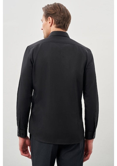 İmza Siyah Uzun Kol Düz Bez Ayağı Yarım İtalyan Yaka Cepsiz Pamuklu Classic Slim Fit Gömlek 1004245268 Siyah İmza Siyah Uzun Kol Düz Bez Ayağı Yarım İtalyan Yaka Cepsiz Pamuklu Classic Slim Fit Gömlek 1004245268 Siyah