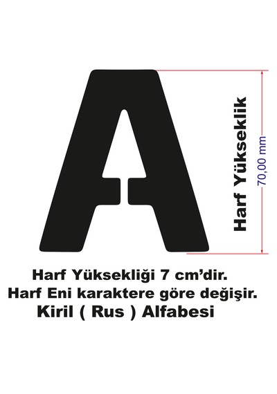 Stencil Harf Boyama Şablonu X032-kril Alfabesi Harf Yüksekliği 7 Cm