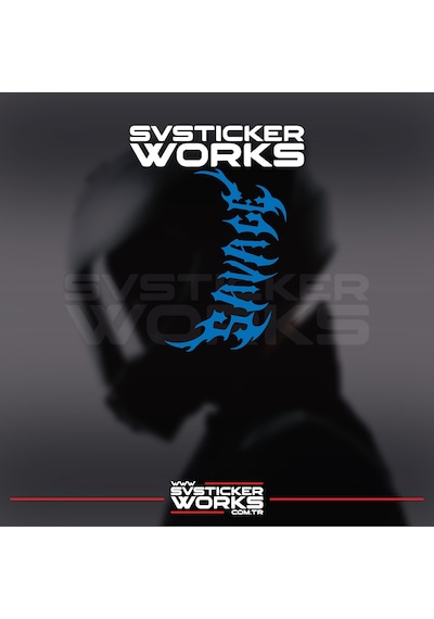 Savage Kask Sticker Tüm Kasklar Uyumlu Tek Yön 1 Adet Mavi
