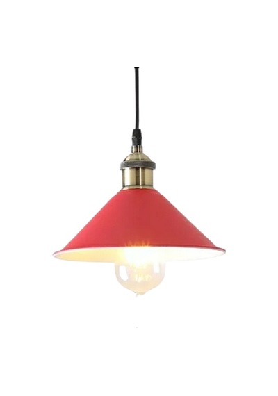 Rys Retro Metal Kırmızı Tekli Sarkıt Kafe Mutfak Aydınlatma Çap.30 Cm Beyaz