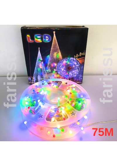 75 Metre Rgb Peri Led Işık Fişli Dış Mekan Dekoratif Aydınlatma Şerit Led RGB