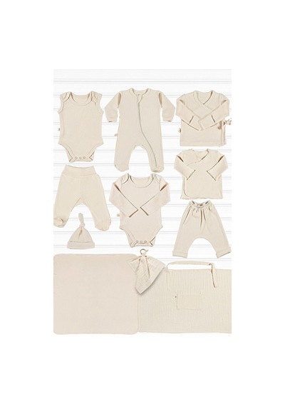Tinylamb Pure Organik Yenidoğan Hastane Çıkış Seti - 11 Parça Krem