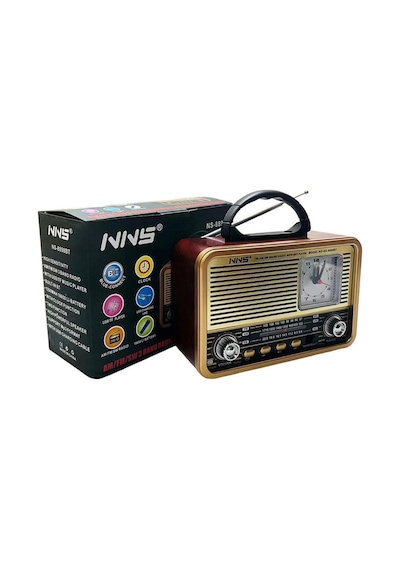 Nns Ns-8898bt Nostaljik Radyo Saatli, Nostaji, Bluetooth, Usb/sd/aux/ Radyo/ Mp3 Orta Boy Müzik Kutu