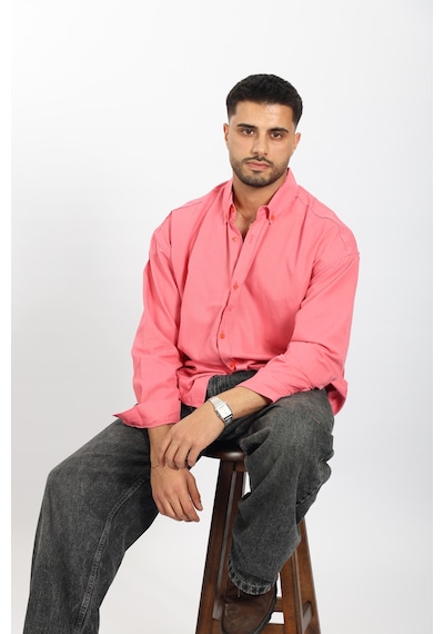 Mcz Giyim Pembe Renk Oversize Uzun Kollu Erkek Gömlek