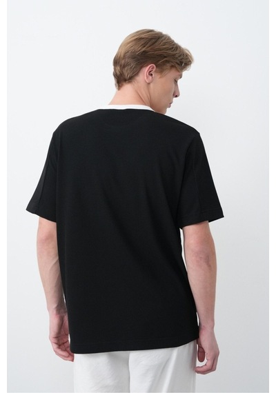 Baselco Unisex Dokulu 90's T-shirt Siyah