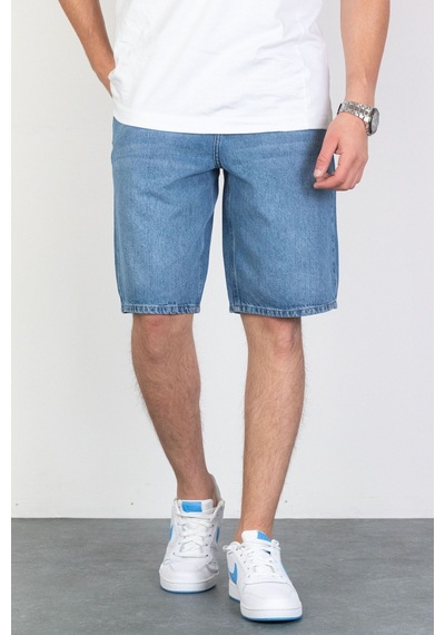 HLT Jeans Erkek Açık Mavi Baggy Fit Rahat Kesim %100 Pamuk Denim Loose Jeans Kot Şort Arthur-Açmavi 001