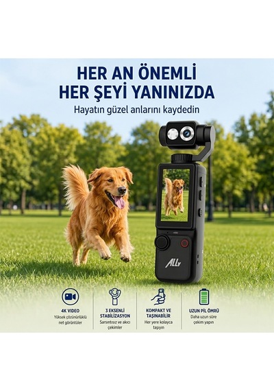 Ally Q8 Pocketpro 4k Dijital Vlog Kamerası Siyah