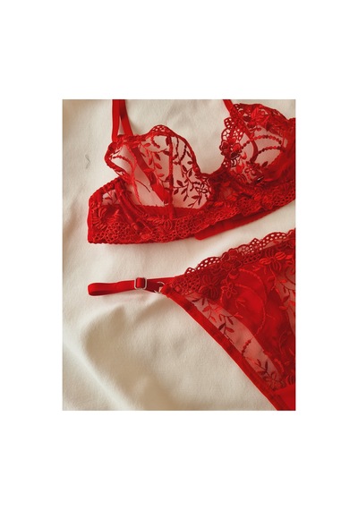 Demirsa Boutique Kırmızı Dantelli Bralet Takım Sütyen&tanga Kırmızı