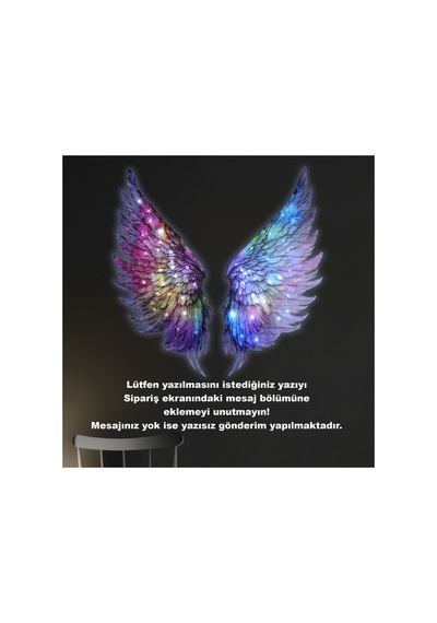 Kişiselleştirilebilir Led Işıklı Epoksi Cam Tablo Violet Mor Melek Kanadı Beyaz - 737209228 Beyaz