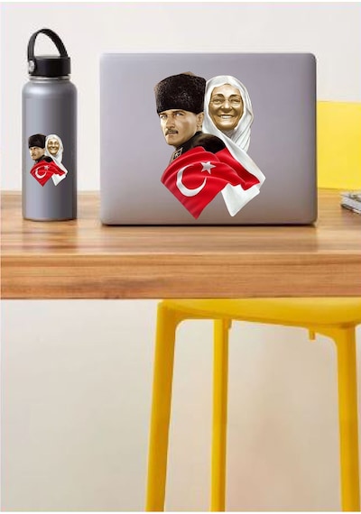 Atatürk Ve Zübeyde Hanım Sticker - Araba Oto Motosiklet Karavan Sticker - 00624 10X7,5 Cm