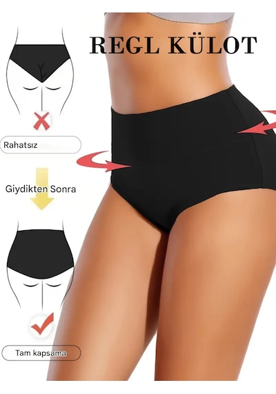 Sauna Suit Süper Emici Ultra Hijyenik Regl Külodu , Gece Gündüz Gün Boyu Etkili Sızdırmaz Adet Külodu Siyah