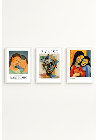 Beyaz Ahşap Çerçeveli Pablo Picasso Tablo Seti Huhu546