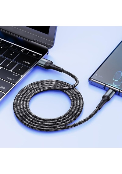 Örgülü Usb A-c Hızlı Şarj Kablosu, Siyah 100 Cm Standart