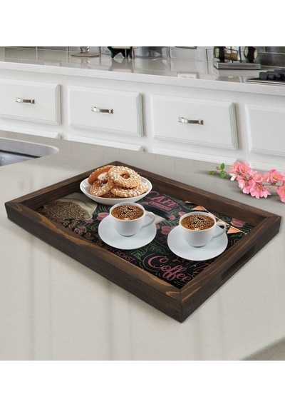 Bk Gift Coffee Tasarımlı Ahşap Tepsi-2