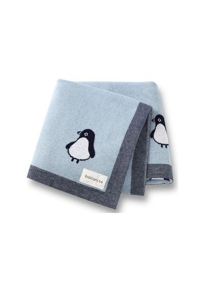 Kız Ve Erkek Bebek Için Triko Örgü Bebek Battaniyesi Bebe Mavi Penguen 90cm X110cm Amavi Amavi