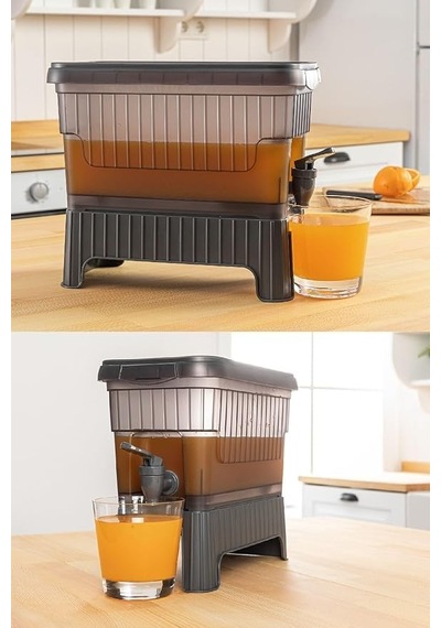 Musluklu Ve Ayaklı Buzdolabı Sebili, Su Sebili, Limonata, Portakal Suyu, Piknik, Balkon, Seyyar Masa Sebili, 4 Litre Şeffaf Siyah