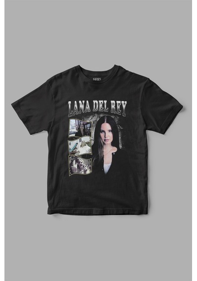 Lana Del Rey Retro Baskılı Tişört Siyah