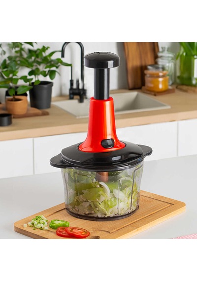 Porsima Asd-047 Basmalı 3 Bıçaklı Pratik Doğrayıcı El Rondosu Kı Kırmızı