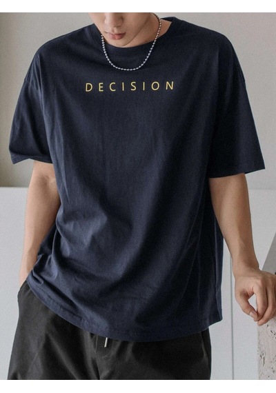 Flood Of Style Erkek Lacivert Decision Baskılı Oversize T-shirt