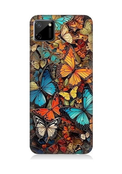 Realme C11 Uyumlu Pastel Renkli Kelebekler Desenli Silikon Kılıf