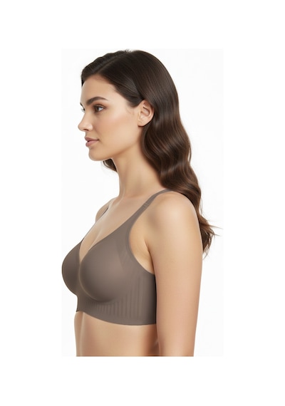 Cottonhill Seamless Bra - Slight Kahverengi Lazer Kesim Dikişsiz Dilim Detaylı Balensiz Kadın Sütyen Kahverengi