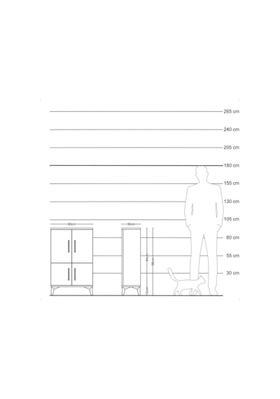 Arges Komodin 2 Raflı 4 Kapaklı 60x30x96 Aytaşı-çam Aytaşı