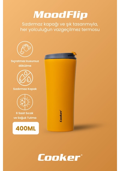 Cooker Moodflip 400 Ml Paslanmaz Çelik Bardak Termos Ckr2050 Sarı