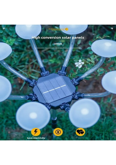 Güneş Enerjili Mantar 8 Led Solar Bahçe Lambası - Su Geçirmez Dış Mekan Peyzaj Aydınlatma