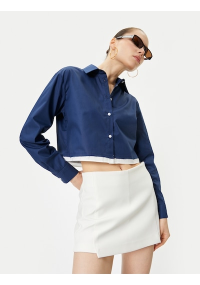 Koton Crop Poplin Gömlek Etek Ucu Renk Kontrastlı Uzun Kollu Pamuklu Lacivert 4sal60161ıw Lacivert Koton Crop Poplin Gömlek Etek Ucu Renk Kontrastlı Uzun Kollu Pamuklu Lacivert 4sal60161ıw Lacivert