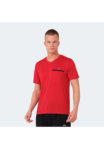 Slazenger KALLIAS Erkek Cepli V Yakan Kırmızı Tişört