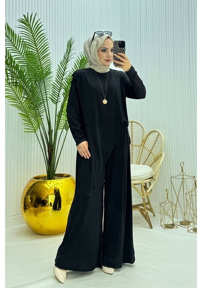 Neşeli Butik Kadın Candy Kumaş Asimetrik Kesim Tunik Pantolon İkili Tesettür Takım Nms072 Siyah Neşeli Butik Kadın Candy Kumaş Asimetrik Kesim Tunik Pantolon İkili Tesettür Takım Nms072 Siyah