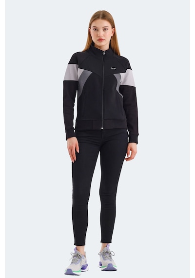 Slazenger Vıctory 2 Li Set Kadın Fermuarlı Dik Yaka Cepli Yeşil - Siyah Sweatshırt