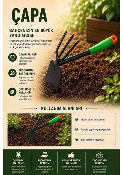Çapa Tırmık Bahçe El Aleti Toprak Havalandırma Ve Yabani Ot Temizleme Aparatı